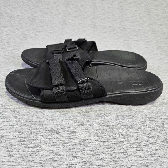 SOLE Mens Mendocino Orthotic Slide Sandal Black Adjustable Arch Support Sport 14 - Picture 1 of 15